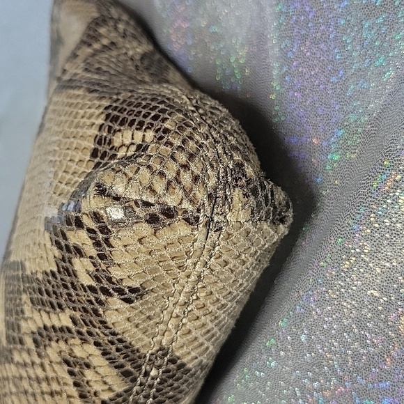 Michael Kors Snakeskin Python Clutch Gold Handle Wristlet Purse Bag
